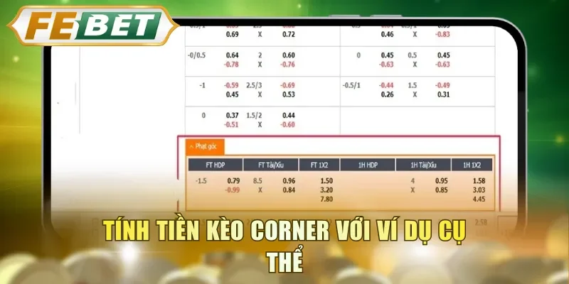 Tính tiền kèo Corner với ví dụ cụ thể
